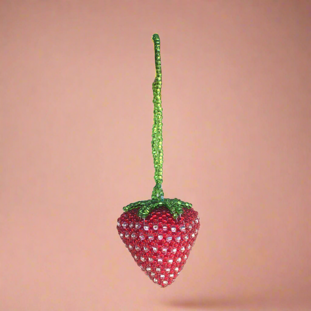 Strawberry Seed Bead Handmade Ornament - Guatemala
