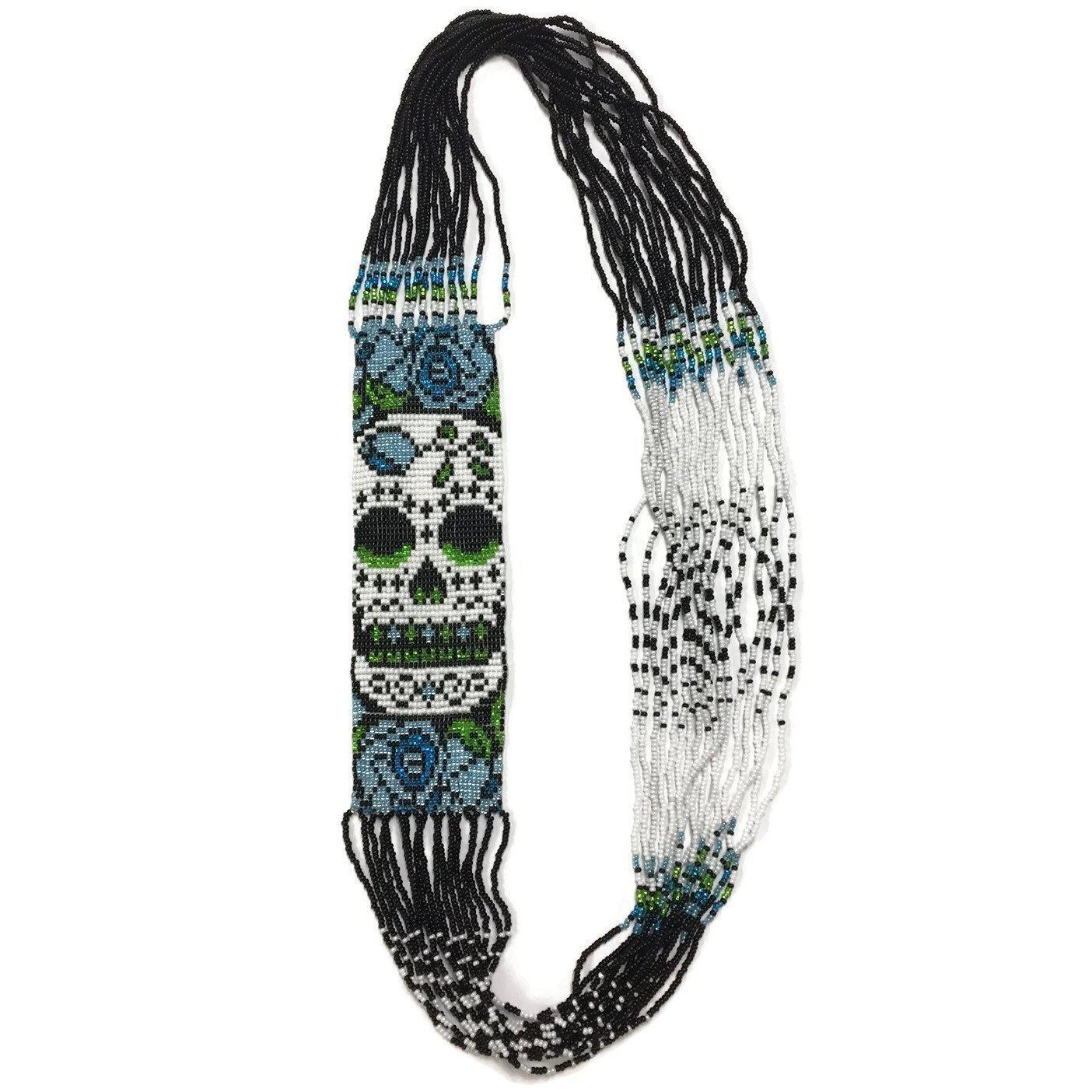 Sugar Skull | Catrina Seed Bead Handcrafted Slip on Necklace - Guatemala