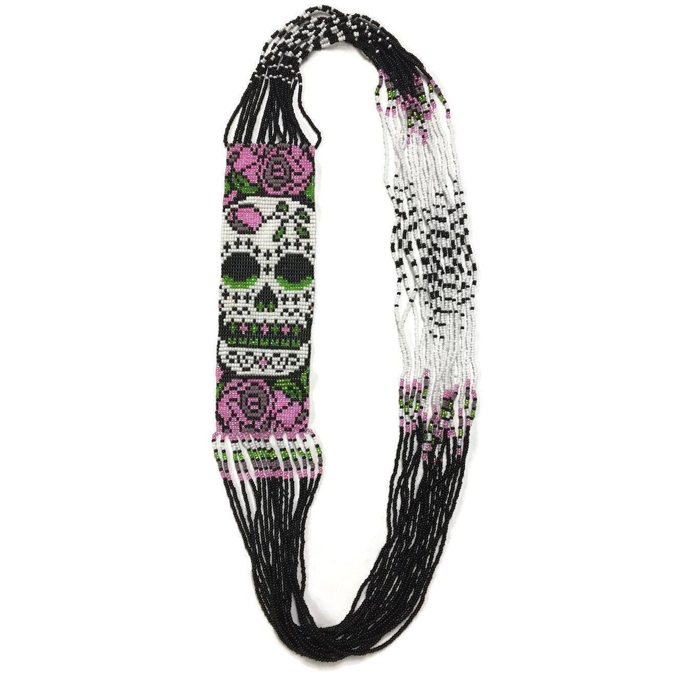 Sugar Skull | Catrina Seed Bead Handcrafted Slip on Necklace - Guatemala