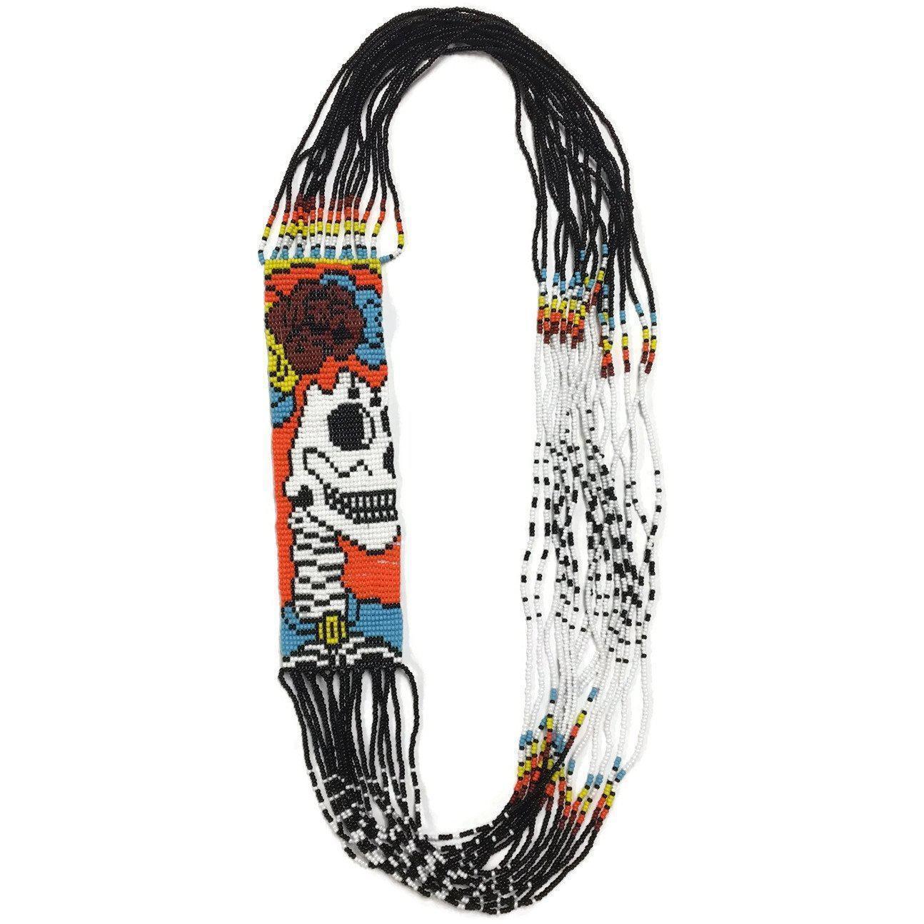 Sugar Skull | Catrina Seed Bead Handcrafted Slip on Necklace - Guatemala