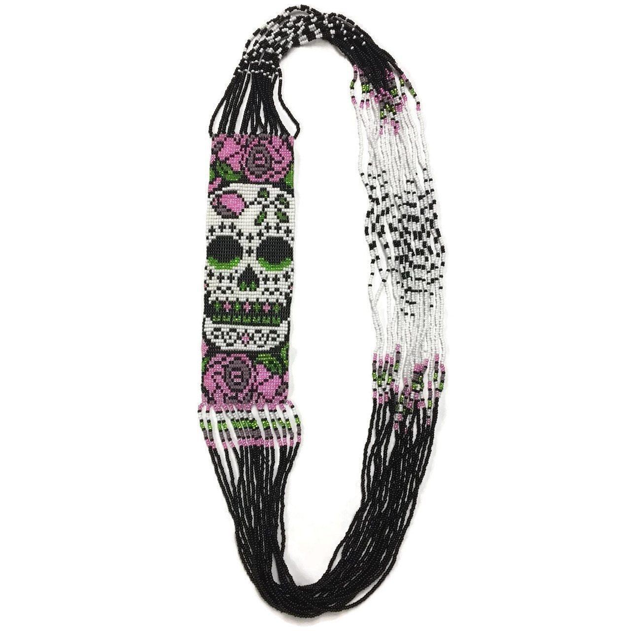 Sugar Skull | Catrina Seed Bead Handcrafted Slip on Necklace - Guatemala