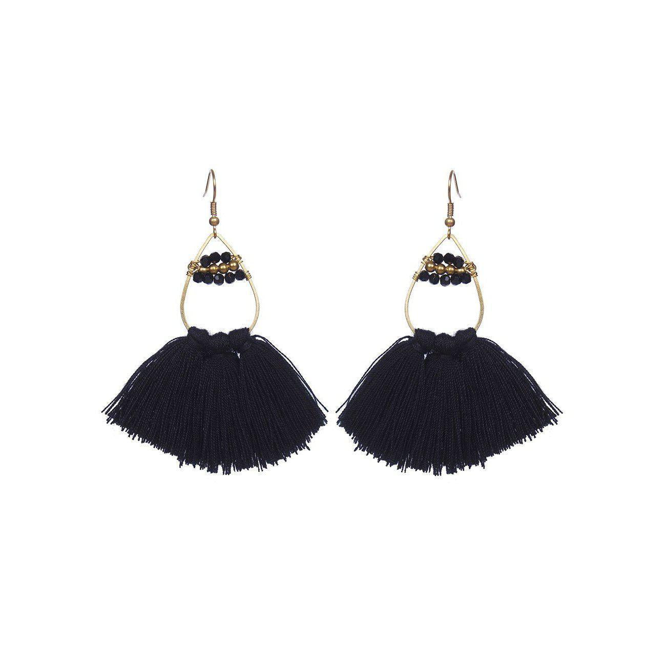 Summer Tassel Brass Bead Earrings - Thailand