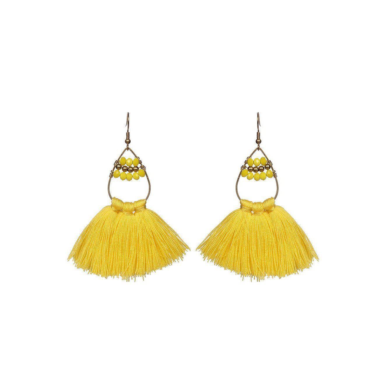 Summer Tassel Brass Bead Earrings - Thailand