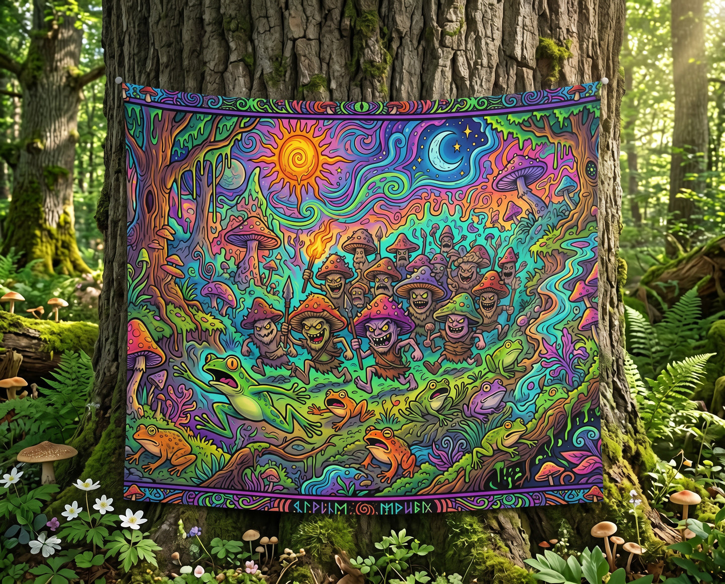 Psychedelic Mushroom People Tapestry
