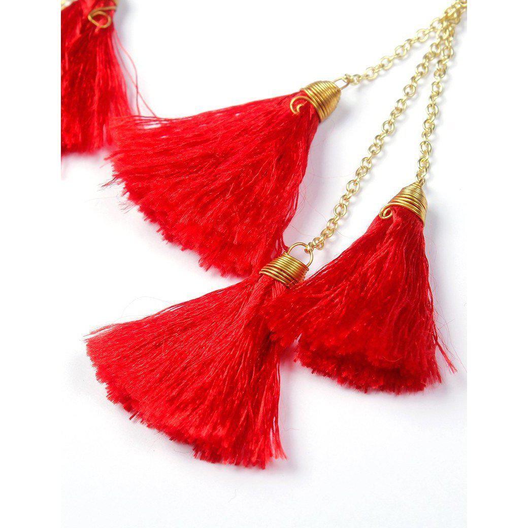 Trio of Tassels Chain Earrings - Thailand