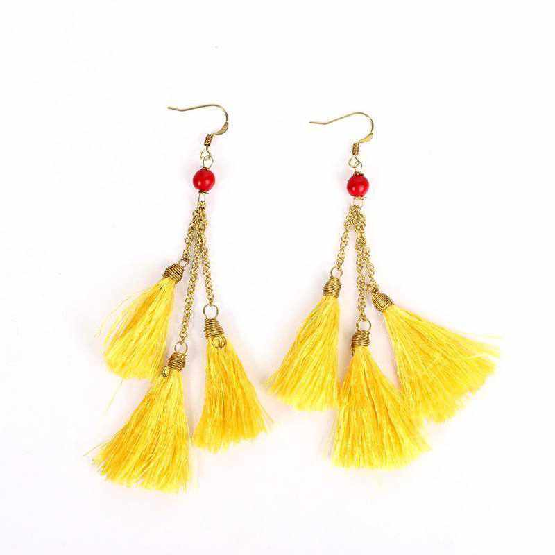 Trio of Tassels Chain Earrings - Thailand
