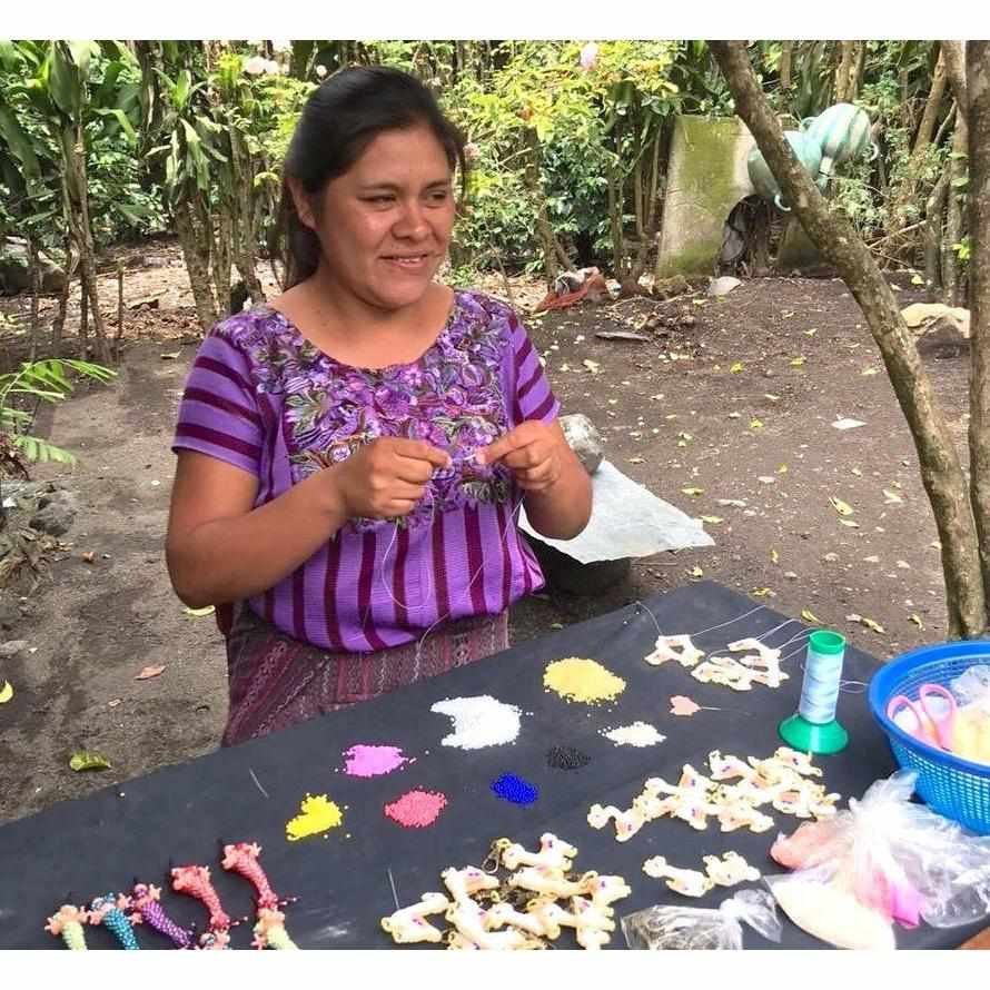 Unicorn Seed Bead Keychain - Guatemala