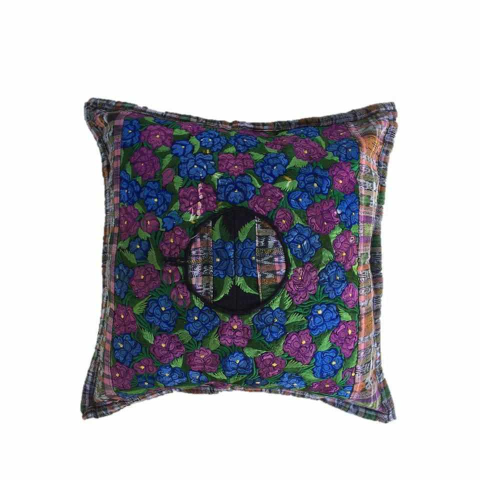 Up-cycled Maya Floral Huipil Textile Pillow Cover - Guatemala