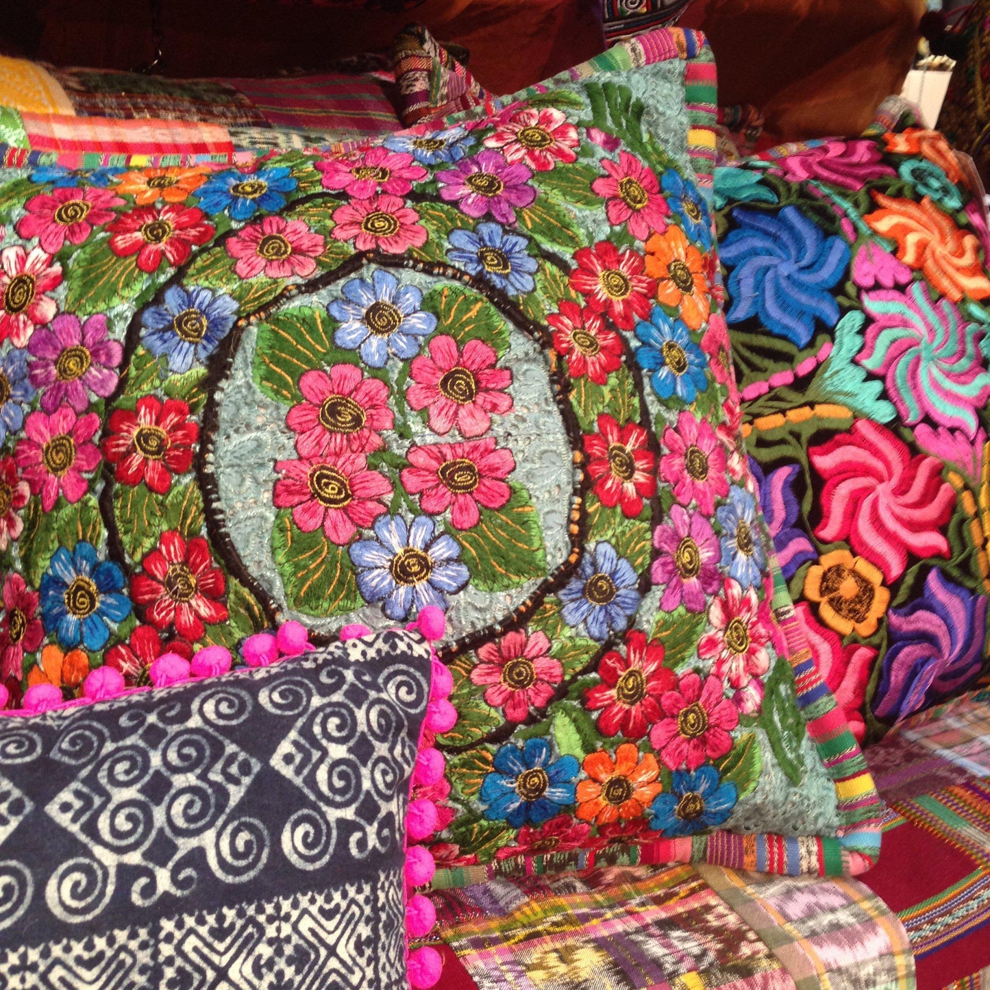 Up-cycled Maya Floral Huipil Textile Pillow Cover - Guatemala