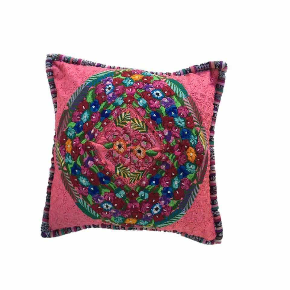 Up-cycled Maya Floral Huipil Textile Pillow Cover - Guatemala