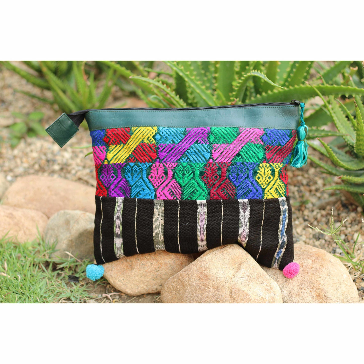 Vegan Leather Up-cycled Embroidered Textile Huipil iPad Case - Guatemala