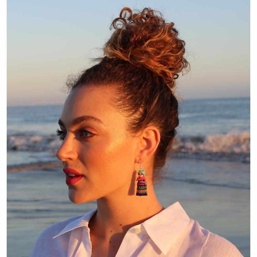 Worry Doll Multicolor Boho Earrings - Guatemala